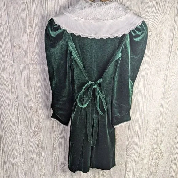Vintage 80s Miss Victoria Girls Size 10 Green Velvet Babydoll Cottage Dress USA - www.disolcolor.com Vintage 80s Miss Victoria Girls Size 10 Green Velvet Babydoll Cottage Dress USA - www.disolcolor.com